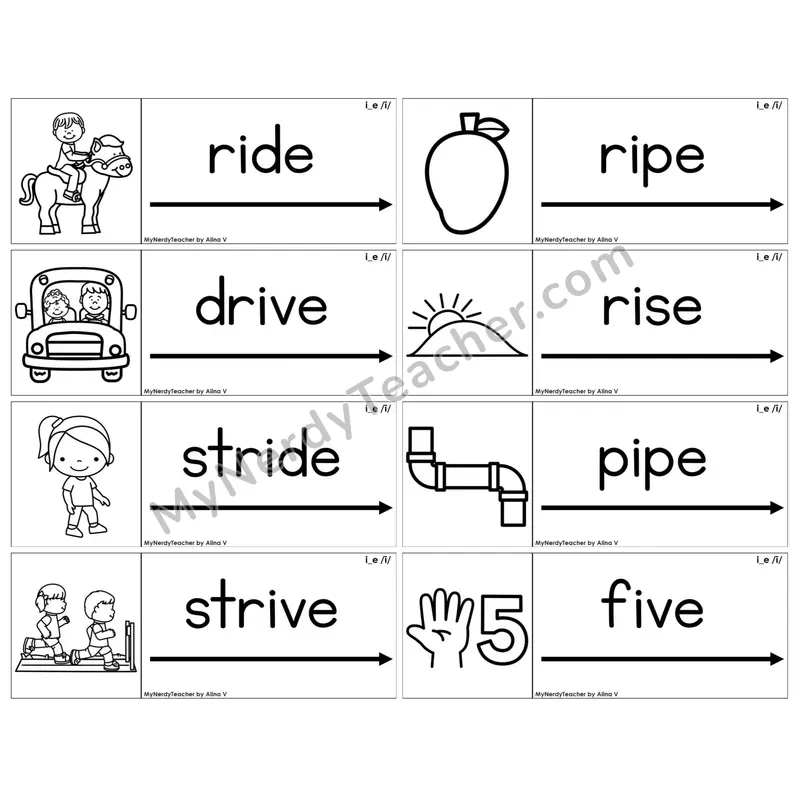 Long I Silent E (i_e) — BW (C14 — Blending Cards)