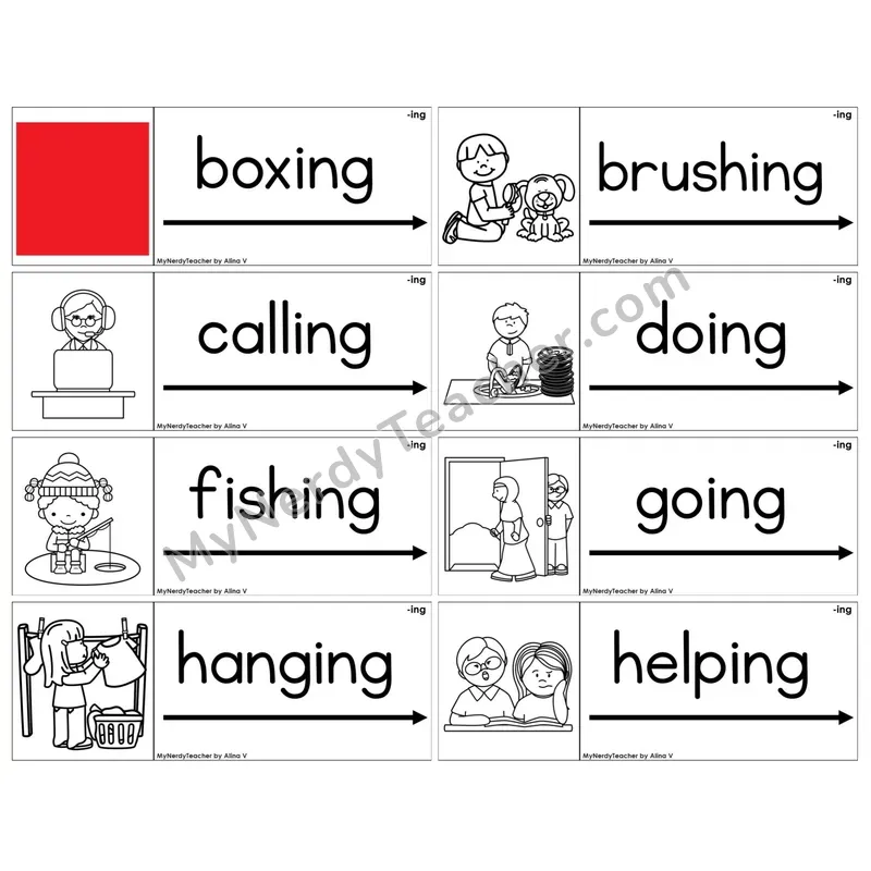 Inflectional Ending -ing — BW (C14 — Blending Cards)