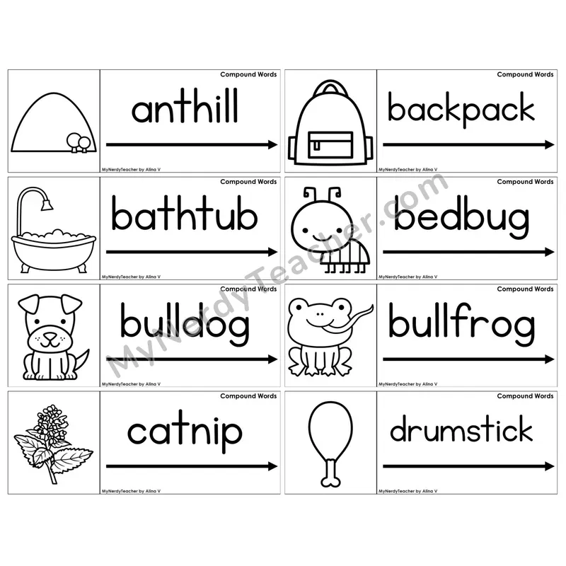 Compound Words — BW (C14 — Blending Cards)
