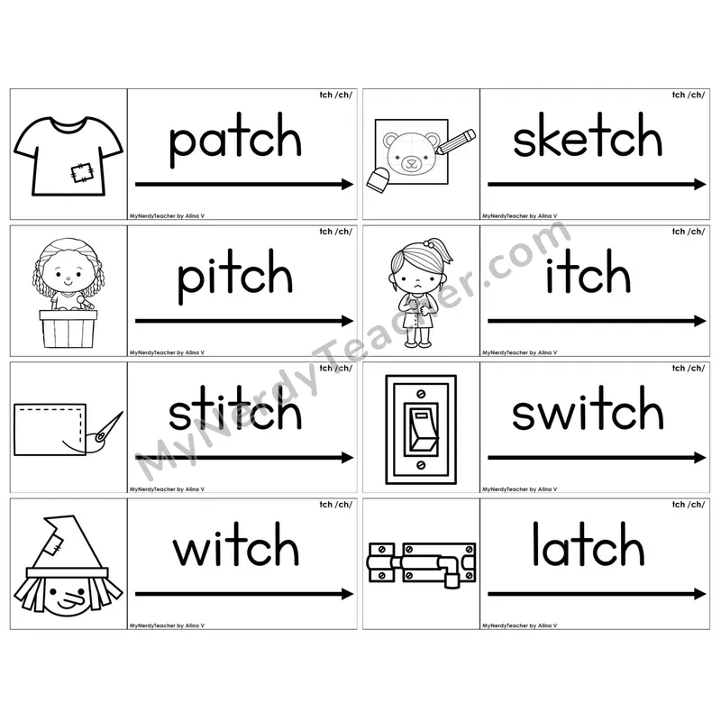 Trigraph tch /ch/ — BW (C14 — Blending Cards)