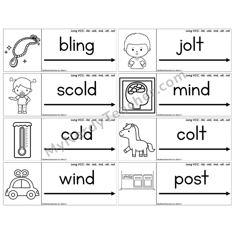 Long VCC (-ild, -old, -ind, -olt, -ost) — BW (C14 — Blending Cards)