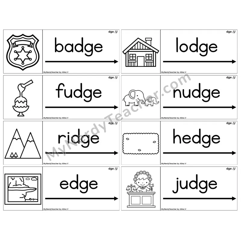 Trigraph dge /j/ — BW (C14 — Blending Cards)