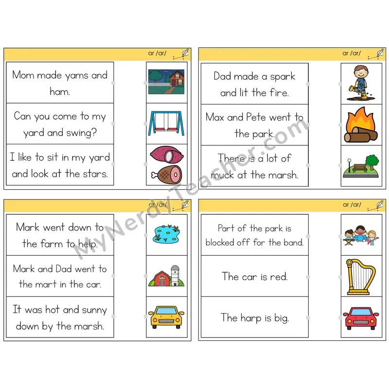 R-Controlled AR Read and Match Picture Task Cards — Decodable Sentences