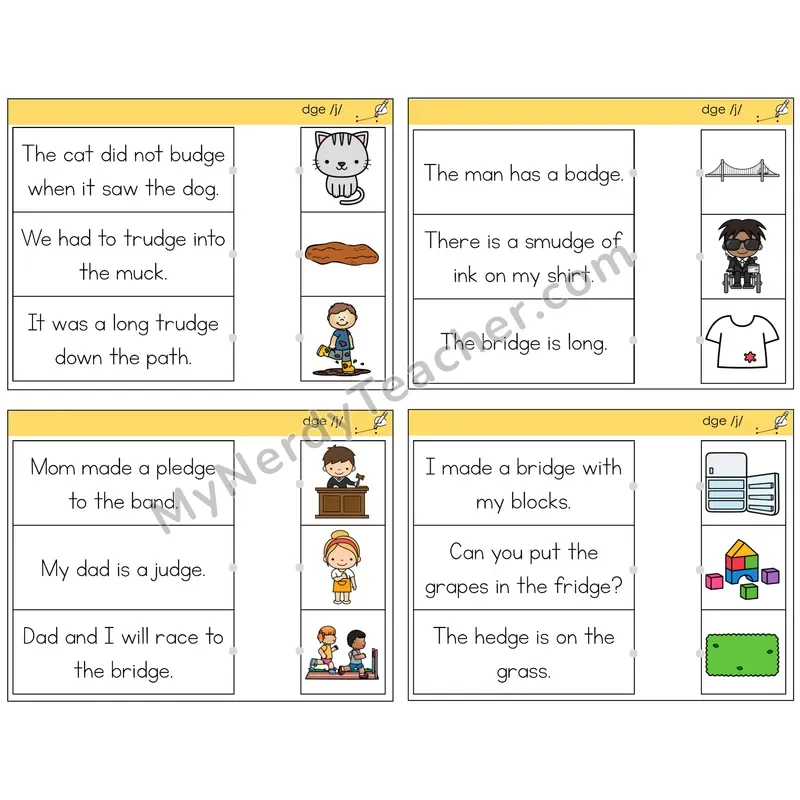DGE Trigraph Read and Match Picture Task Cards — Decodable Sentences