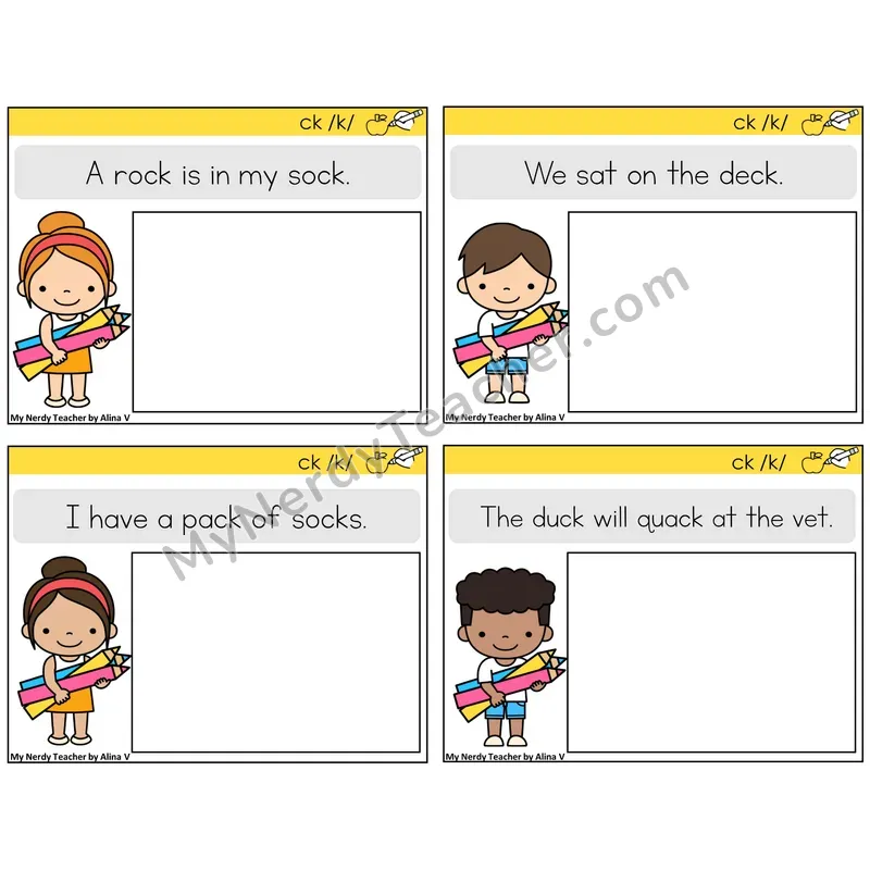 CK Digraph Read and Draw Task Cards — Decodable Sentences