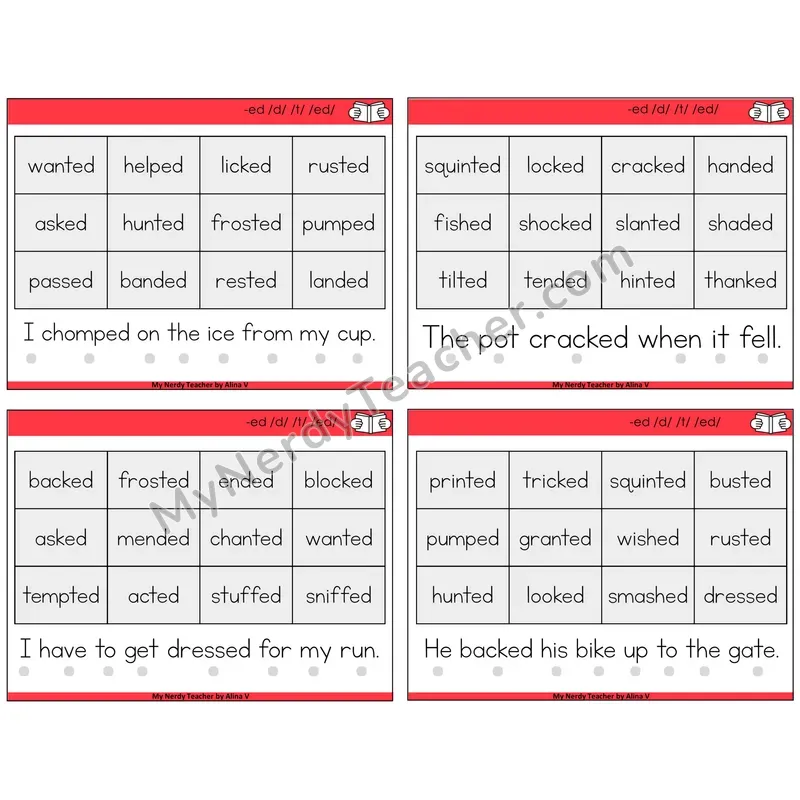 Suffix -ed Decodable Fluency Mats Task Cards — Decodable Sentences
