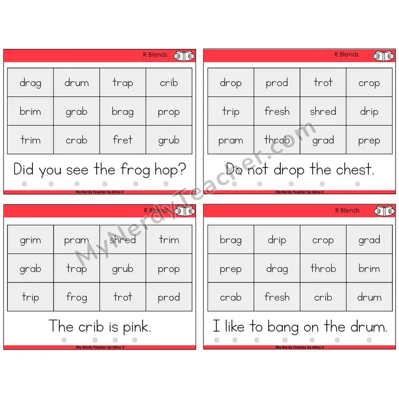 R Blends Decodable Fluency Mats Task Cards — Decodable Sentences