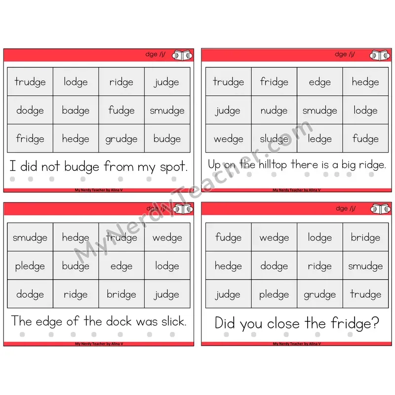 DGE Trigraph Decodable Fluency Mats Task Cards — Decodable Sentences