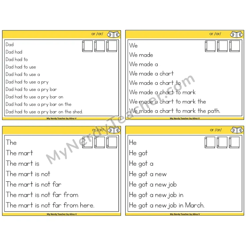 R-Controlled AR Sentence Pyramids Task Cards — Decodable Sentences