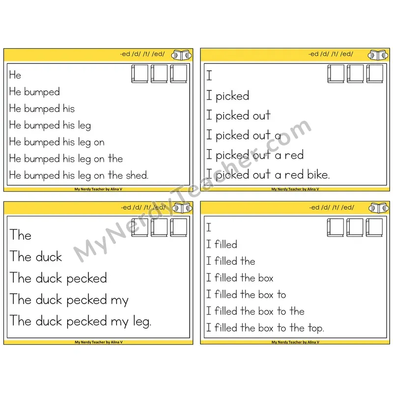 Suffix -ed Sentence Pyramids Task Cards — Decodable Sentences