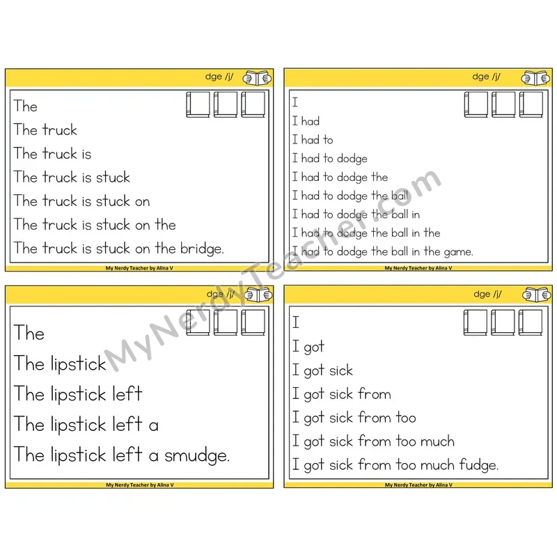DGE Trigraph Sentence Pyramids Task Cards — Decodable Sentences
