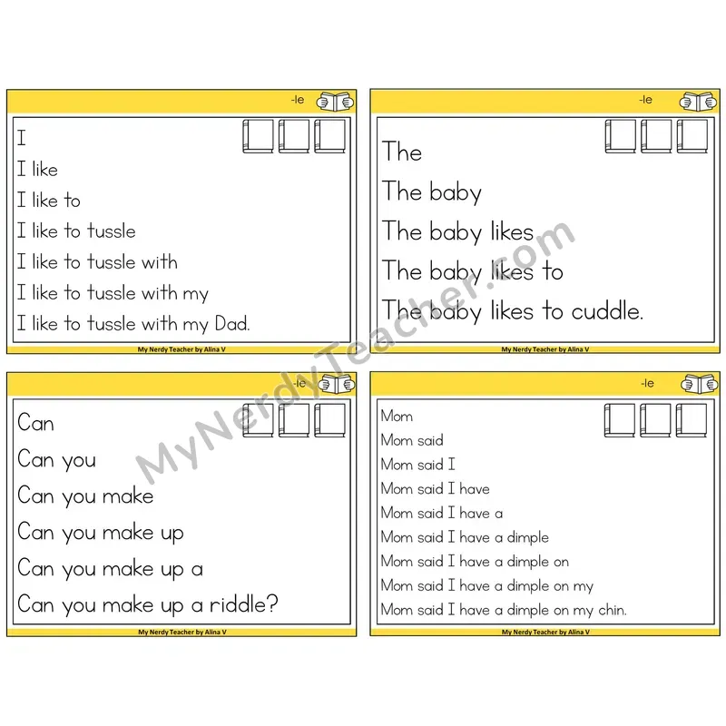 Consonant -le Sentence Pyramids Task Cards — Decodable Sentences