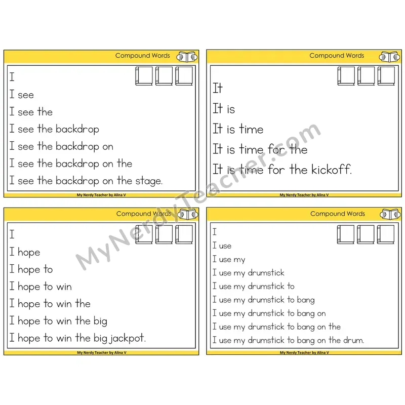 Compound Words Sentence Pyramids Task Cards — Decodable Sentences