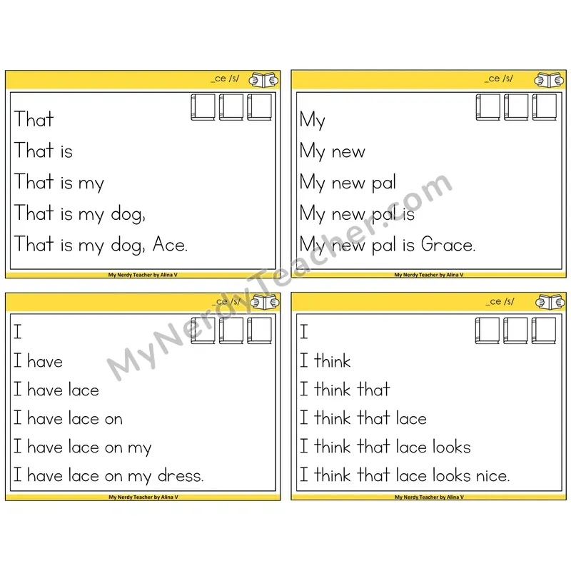 Soft C (_ce) Sentence Pyramids Task Cards — Decodable Sentences