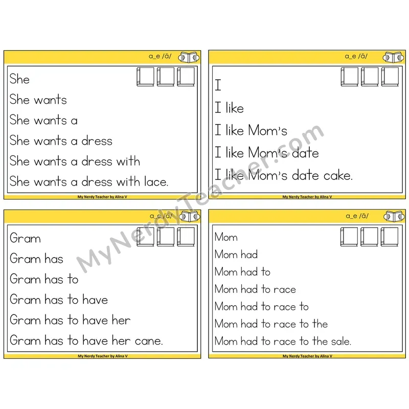 Long A VCe (a_e) Sentence Pyramids Task Cards — Decodable Sentences