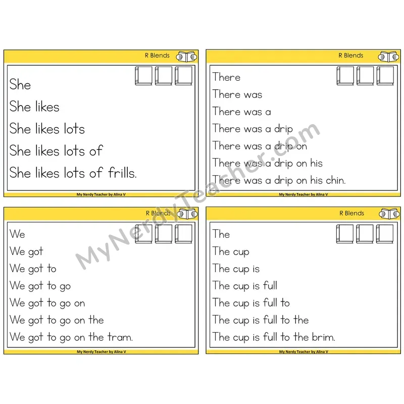 R Blends Sentence Pyramids Task Cards — Decodable Sentences