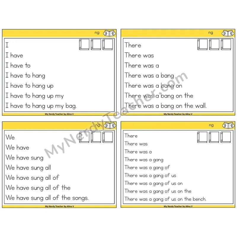 NG Digraph Sentence Pyramids Task Cards — Decodable Sentences