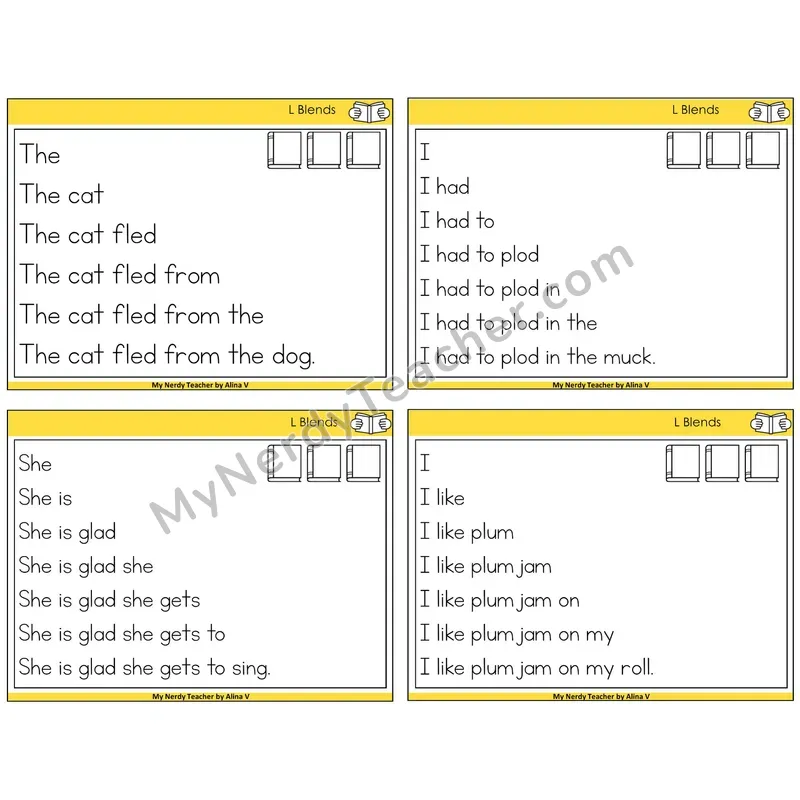 L Blends Sentence Pyramids Task Cards — Decodable Sentences