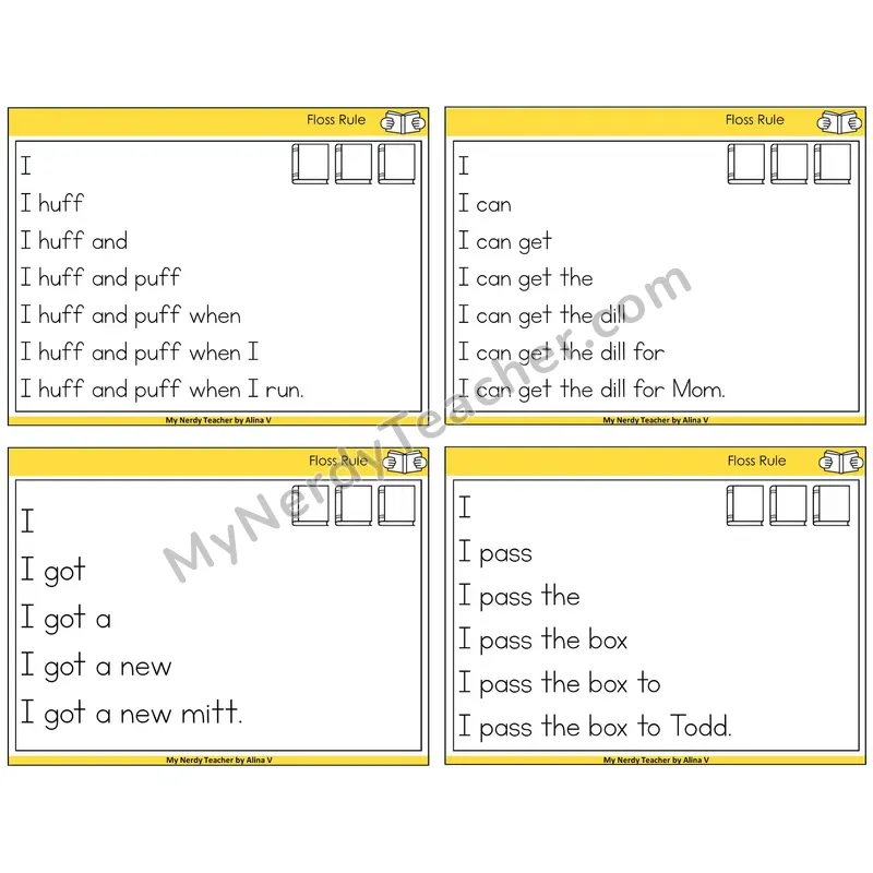 Floss Rule (ff, ll, ss, zz) Sentence Pyramids Task Cards — Decodable Sentences