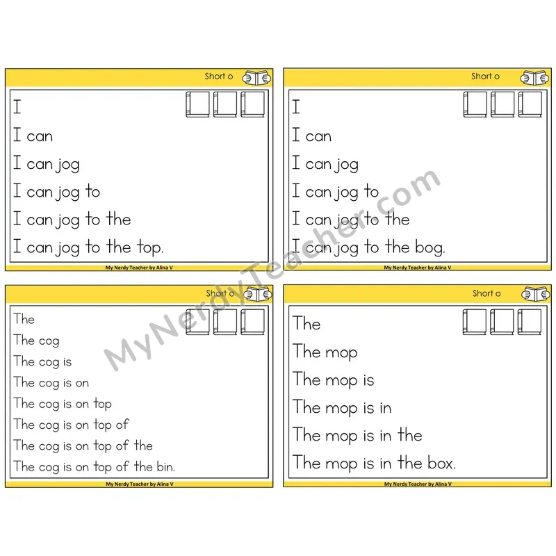 Short O Sentence Pyramids Task Cards — Decodable Sentences
