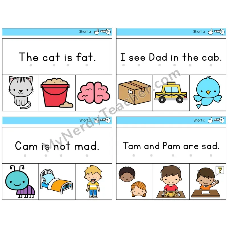Short A Read and Clip Task Cards — Decodable Sentences