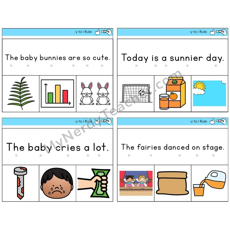 Y to I Rule Read and Clip Task Cards — Decodable Sentences