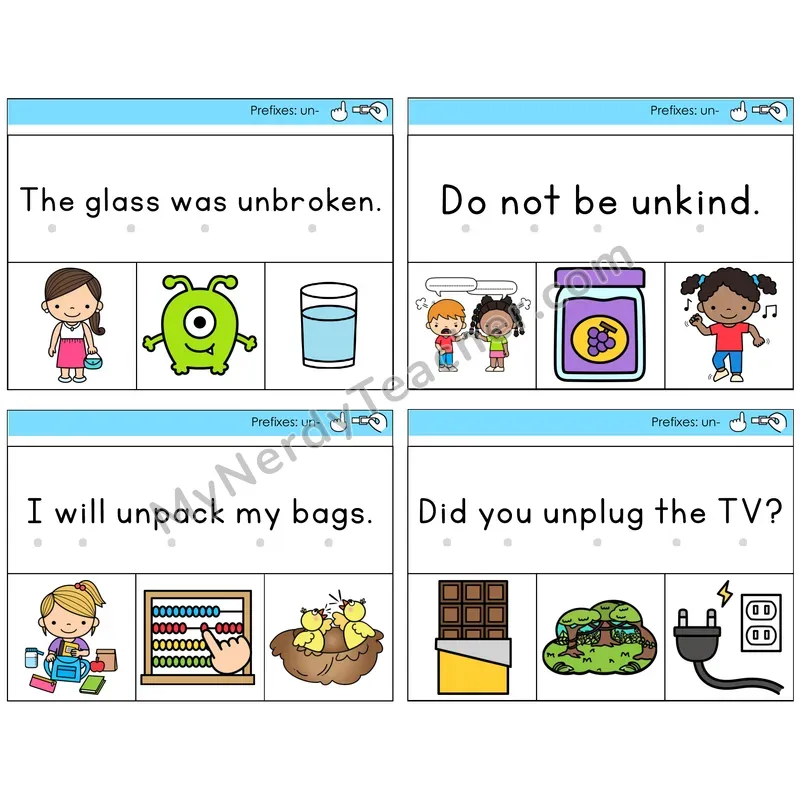 Prefix un- Read and Clip Task Cards — Decodable Sentences
