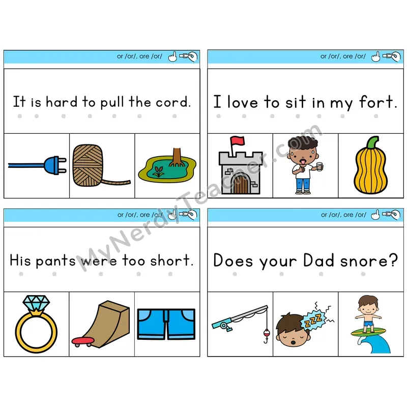 R-Controlled OR and ORE Read and Clip Task Cards — Decodable Sentences