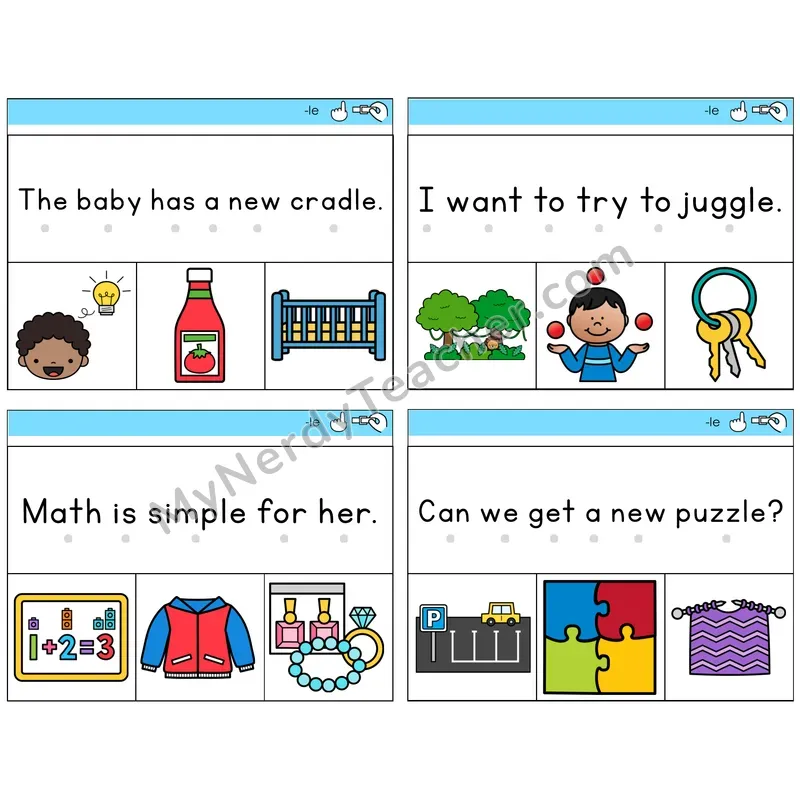 Consonant -le Read and Clip Task Cards — Decodable Sentences
