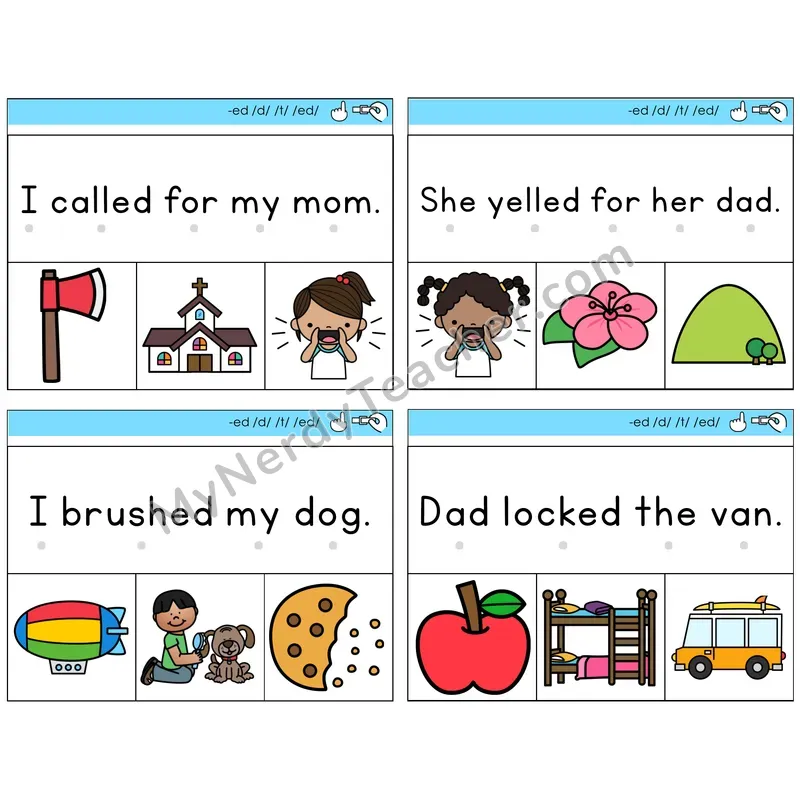 Suffix -ed Read and Clip Task Cards — Decodable Sentences