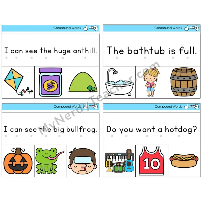 Compound Words Read and Clip Task Cards — Decodable Sentences