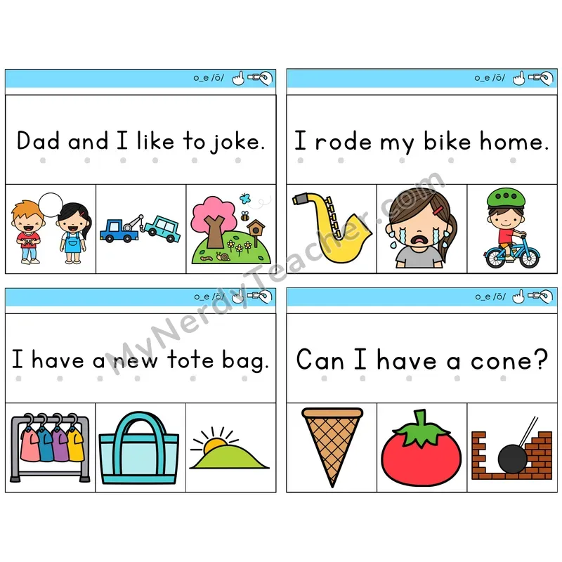 Long O VCe (o_e) Read and Clip Task Cards — Decodable Sentences