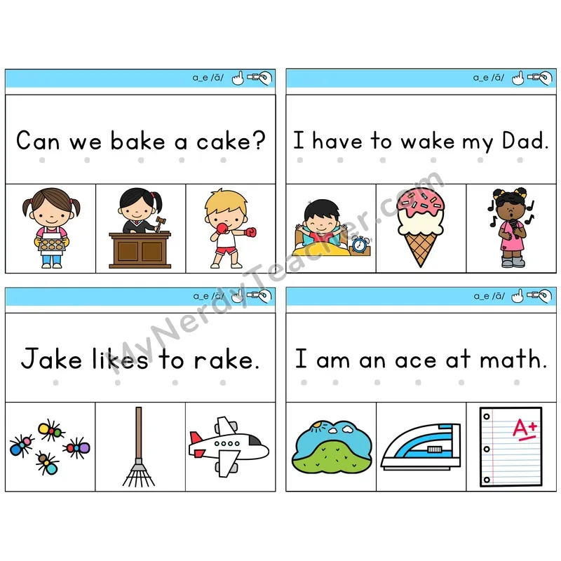 Long A VCe (a_e) Read and Clip Task Cards — Decodable Sentences