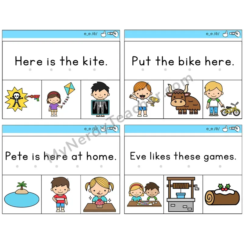 Long E VCe (e_e) Read and Clip Task Cards — Decodable Sentences