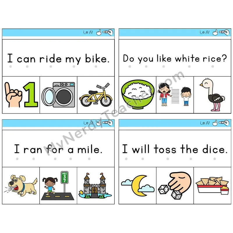 Long I VCe (i_e) Read and Clip Task Cards — Decodable Sentences