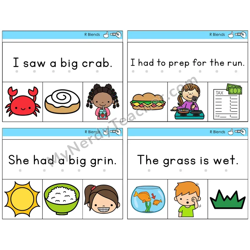 R Blends Read and Clip Task Cards — Decodable Sentences