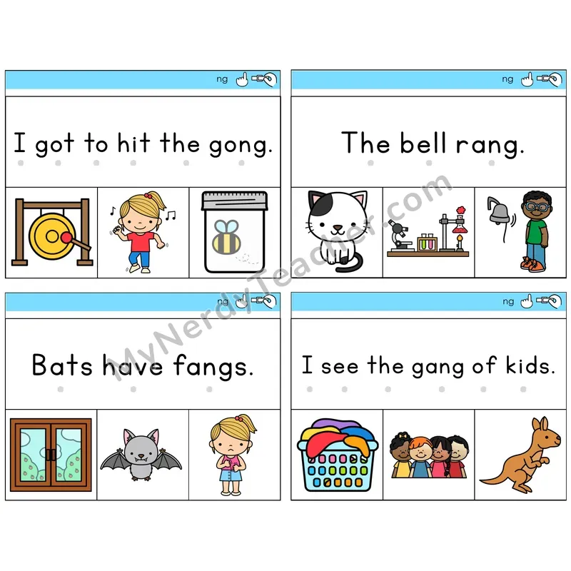 NG Digraph Read and Clip Task Cards — Decodable Sentences