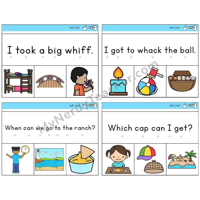 WH Digraph Read and Clip Task Cards — Decodable Sentences