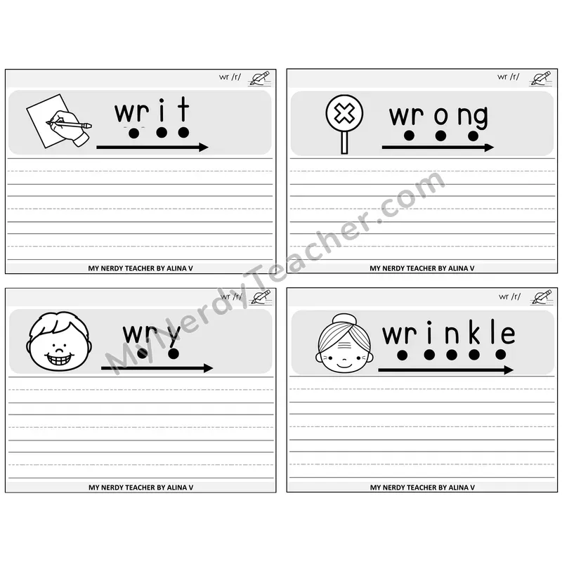 Silent Letters WR Sentence Writing Task Cards — Decodable Sentences