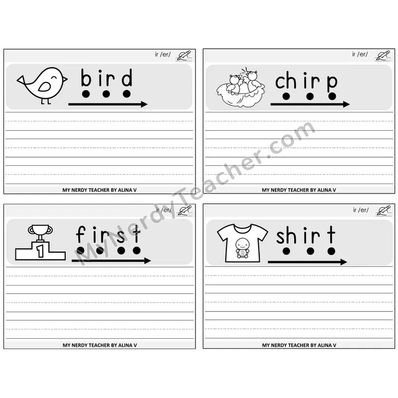 R-Controlled IR Sentence Writing Task Cards — Decodable Sentences