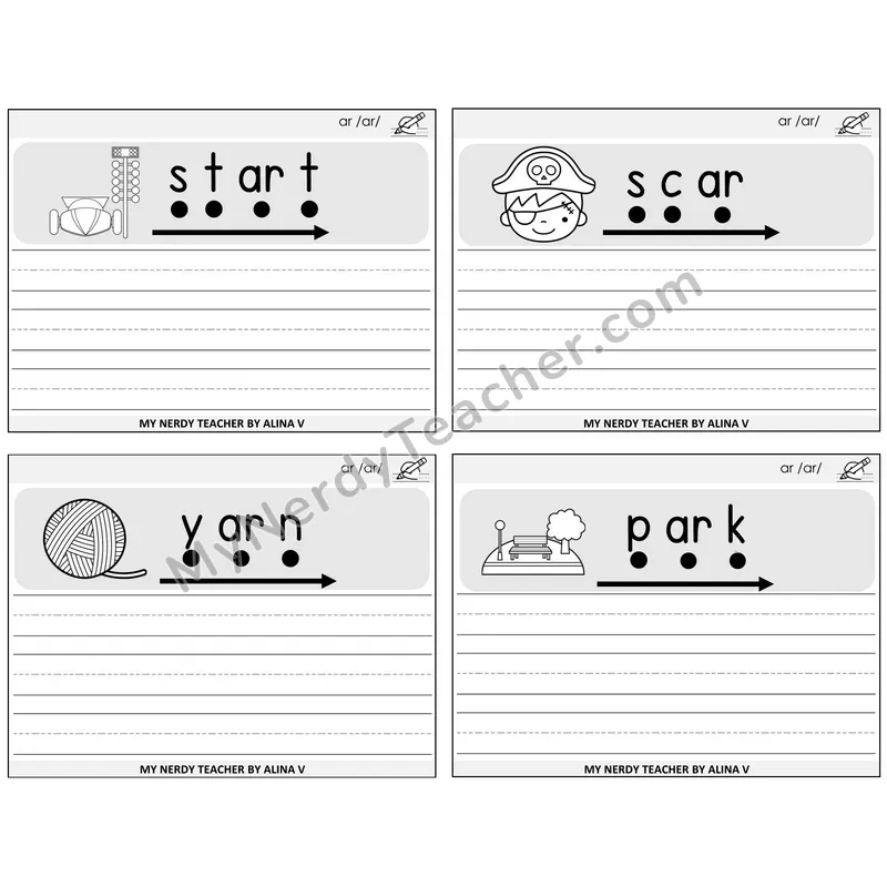 R-Controlled AR Sentence Writing Task Cards — Decodable Sentences