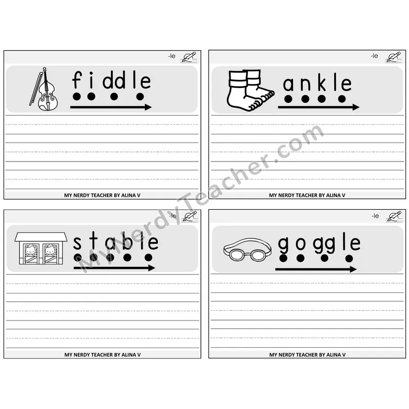 Consonant -le Sentence Writing Task Cards — Decodable Sentences
