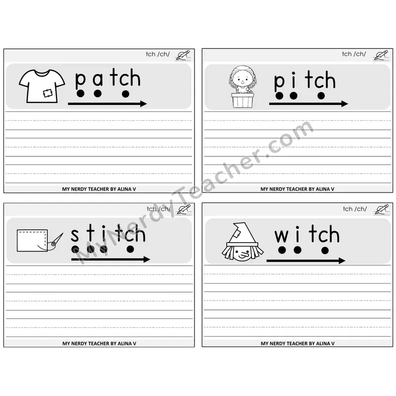 TCH Trigraph Sentence Writing Task Cards — Decodable Sentences