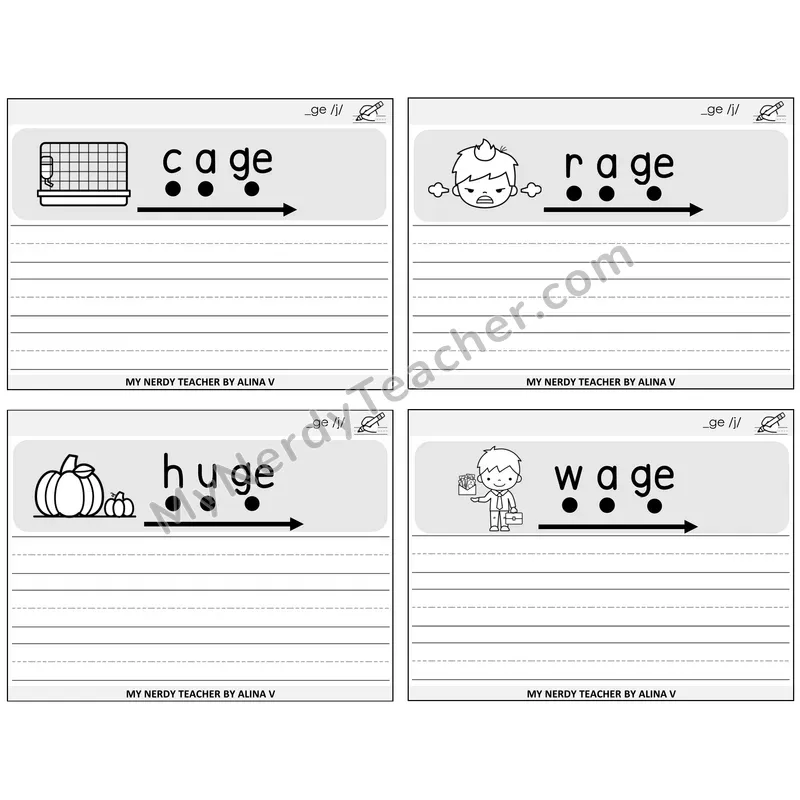 Soft G (_ge) Sentence Writing Task Cards — Decodable Sentences