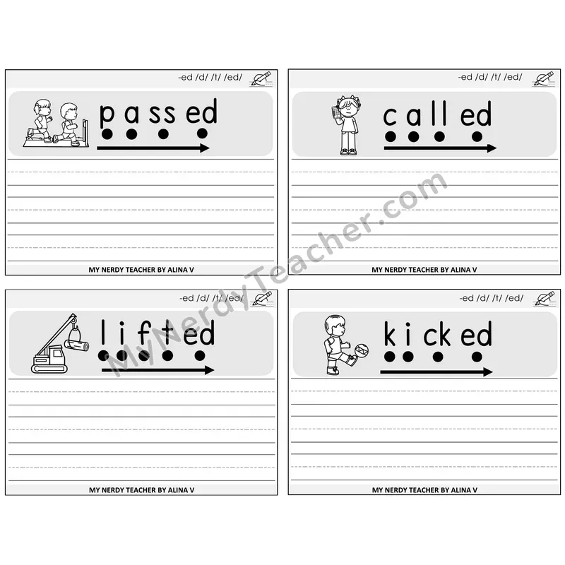Suffix -ed Sentence Writing Task Cards — Decodable Sentences