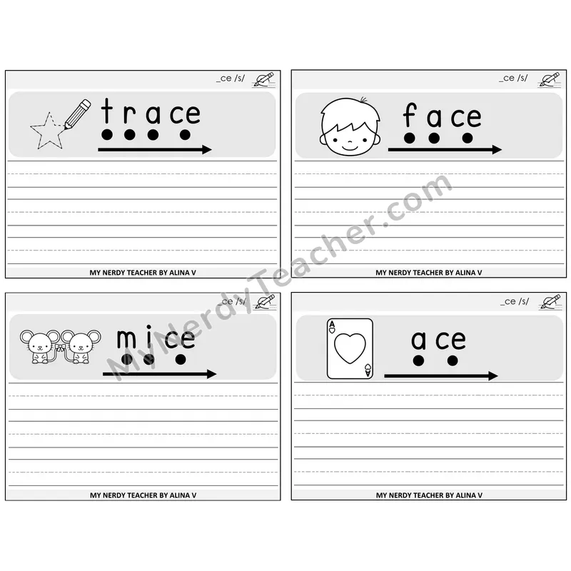 Soft C (_ce) Sentence Writing Task Cards — Decodable Sentences