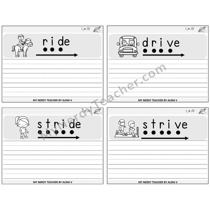Long I VCe (i_e) Sentence Writing Task Cards — Decodable Sentences