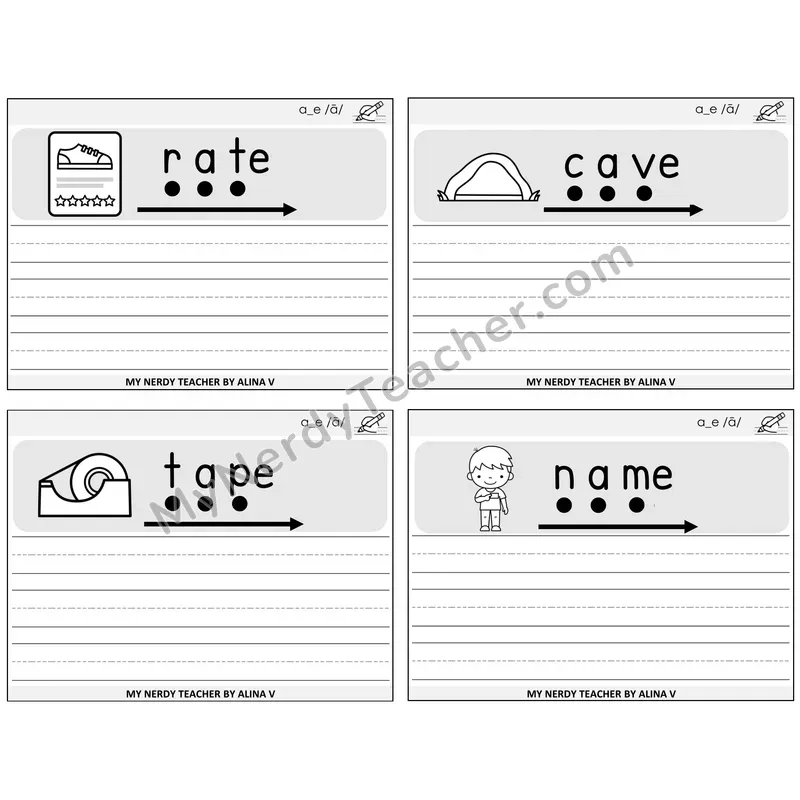Long A VCe (a_e) Sentence Writing Task Cards — Decodable Sentences