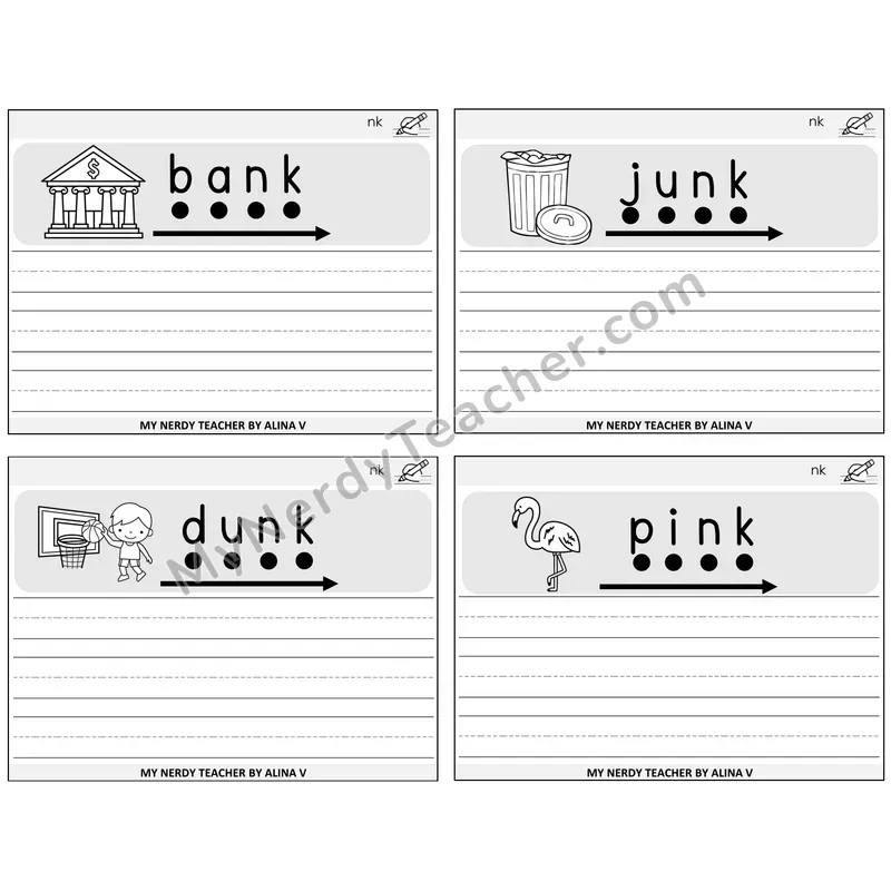 NK Digraph Sentence Writing Task Cards — Decodable Sentences