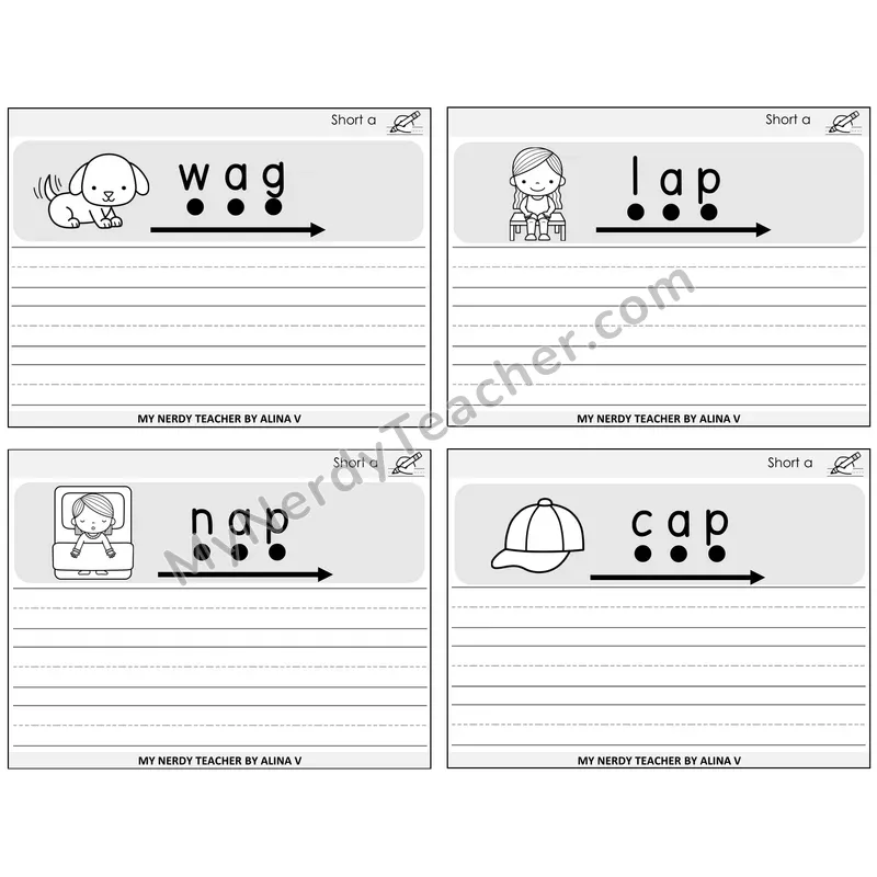 Short A Sentence Writing Task Cards — Decodable Sentences